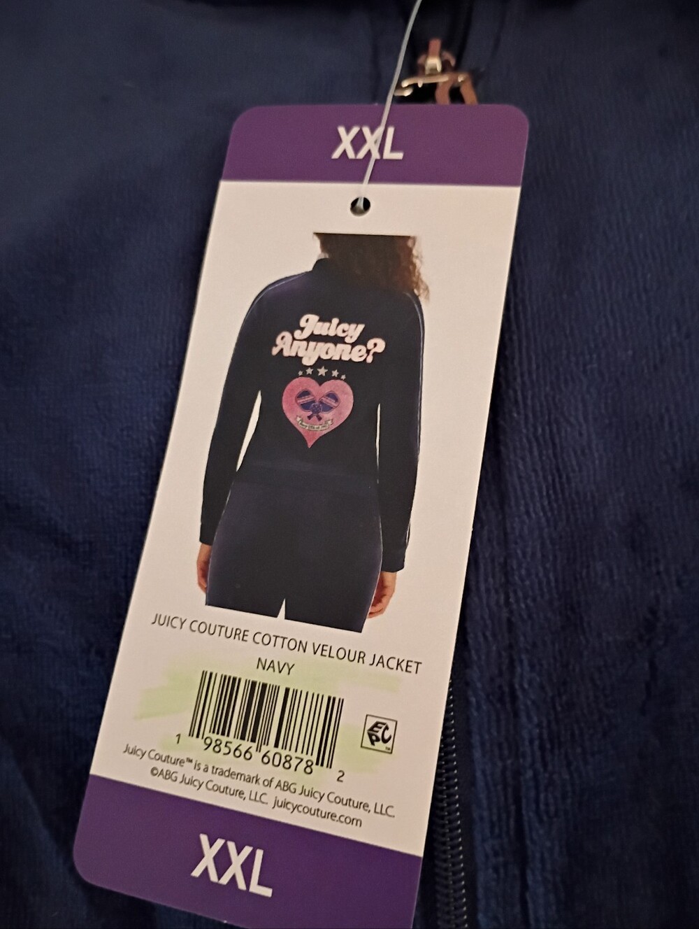New! Juicy Couture Blue / White velour track jacket Size XXL - Picture 6 of 6